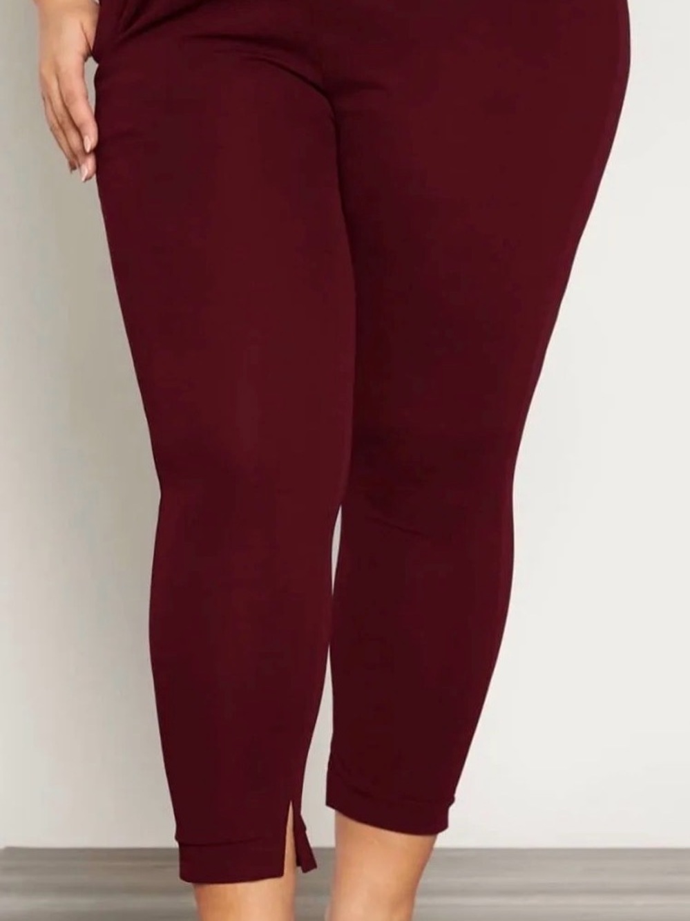SHEIN Plus Size Ankle Pants in Burgundy